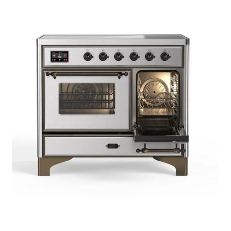 ILVE Majestic II 40" Induction Freestanding Range in Stainless Steel with Burnished Trim, UMDI10NS3SSB