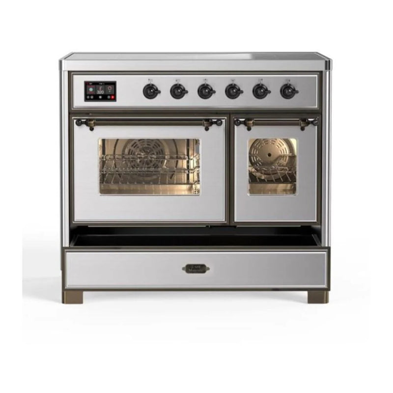 ILVE Majestic II 40" Induction Freestanding Range in Stainless Steel with Burnished Trim, UMDI10NS3SSB