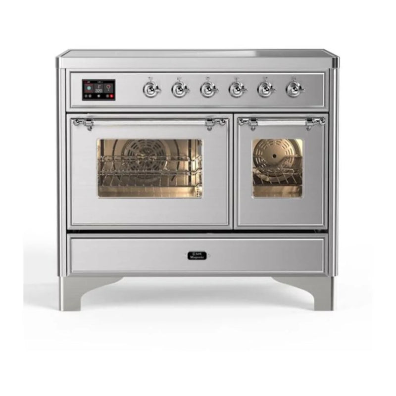 ILVE Majestic II 40" Induction Freestanding Range in Stainless Steel with Chrome Trim, UMDI10NS3SSC