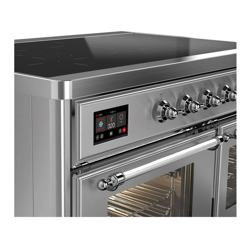 ILVE Majestic II 40" Induction Freestanding Range in Stainless Steel with Chrome Trim, UMDI10NS3SSC