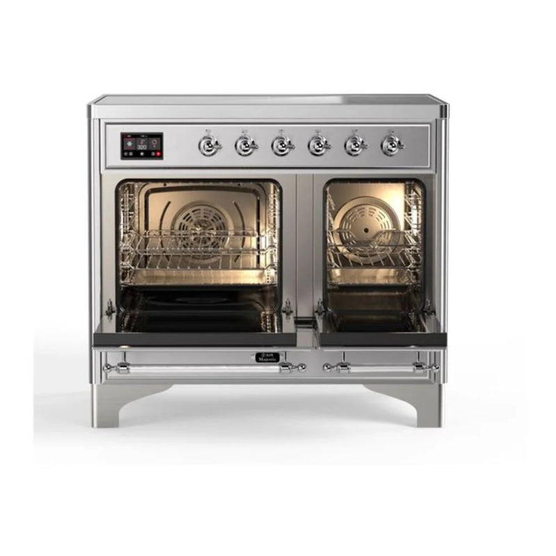 ILVE Majestic II 40" Induction Freestanding Range in Stainless Steel with Chrome Trim, UMDI10NS3SSC