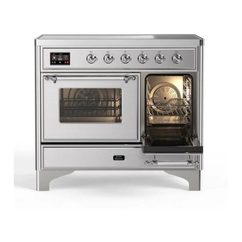 ILVE Majestic II 40" Induction Freestanding Range in Stainless Steel with Chrome Trim, UMDI10NS3SSC