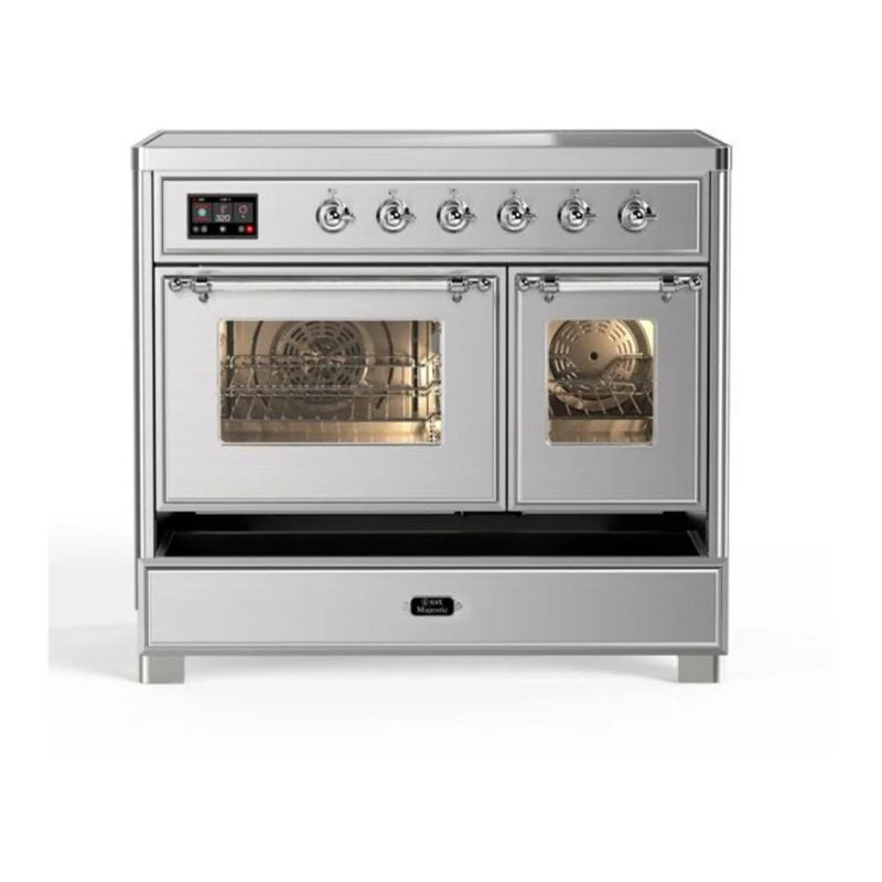 ILVE Majestic II 40" Induction Freestanding Range in Stainless Steel with Chrome Trim, UMDI10NS3SSC