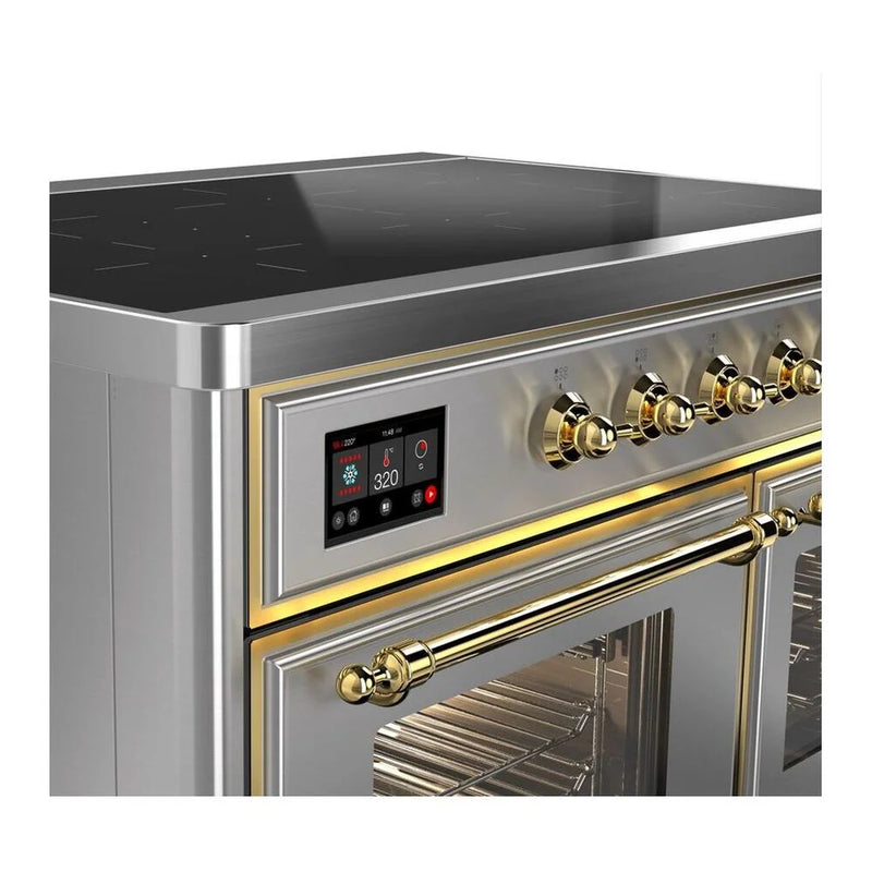 ILVE Majestic II 40" Induction Freestanding Range in Stainless Steel with Brass Trim, UMDI10NS3SSG