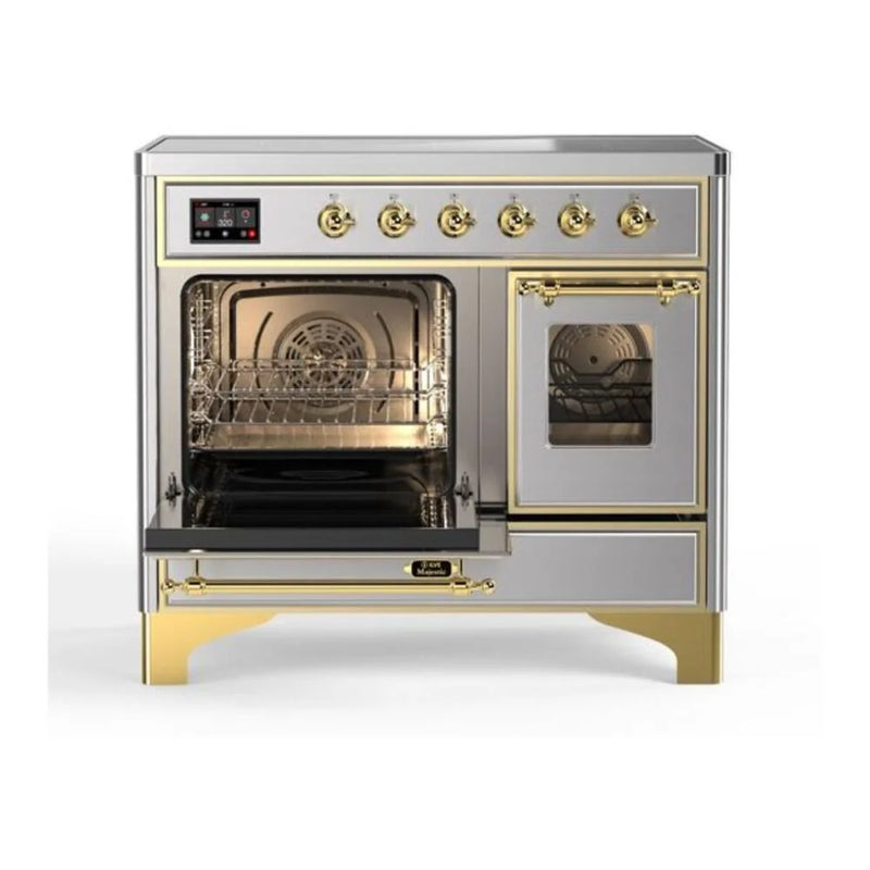 ILVE Majestic II 40" Induction Freestanding Range in Stainless Steel with Brass Trim, UMDI10NS3SSG