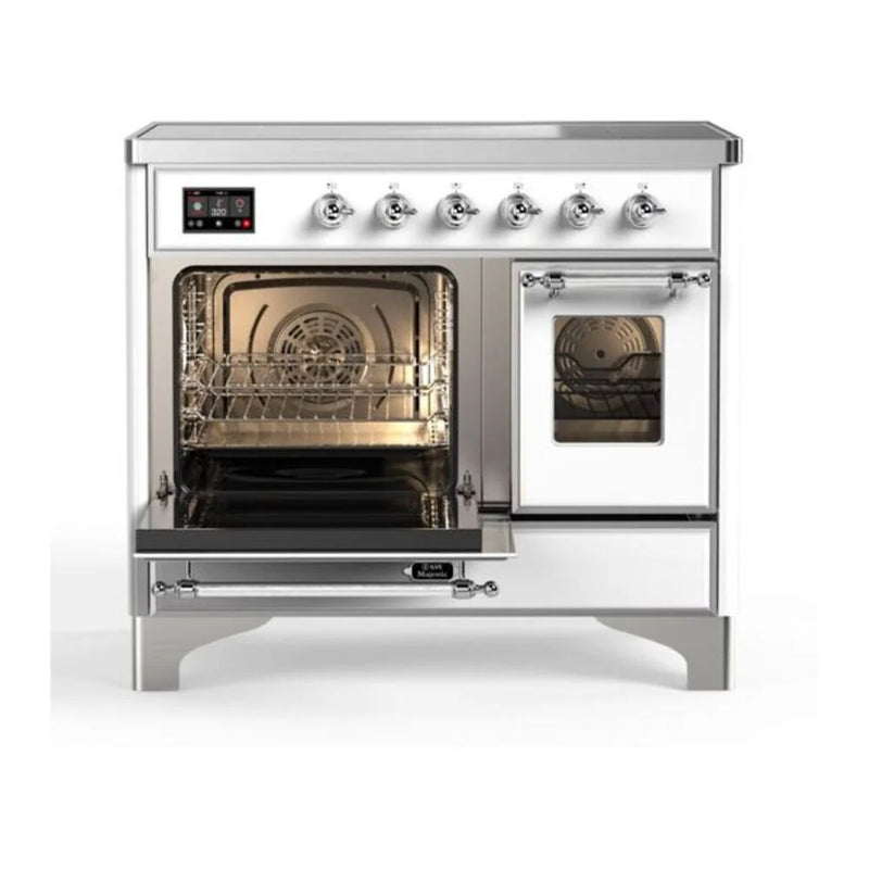 ILVE Majestic II 40" Induction Freestanding Range in White with Chrome Trim, UMDI10NS3WHC