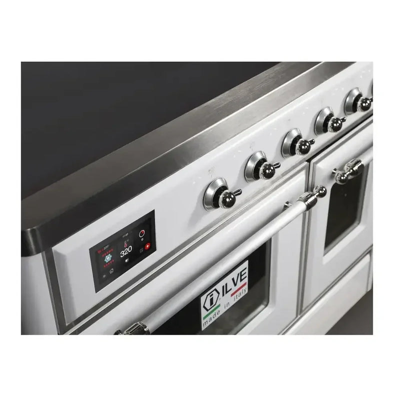 ILVE Majestic II 40" Induction Freestanding Range in White with Chrome Trim, UMDI10NS3WHC