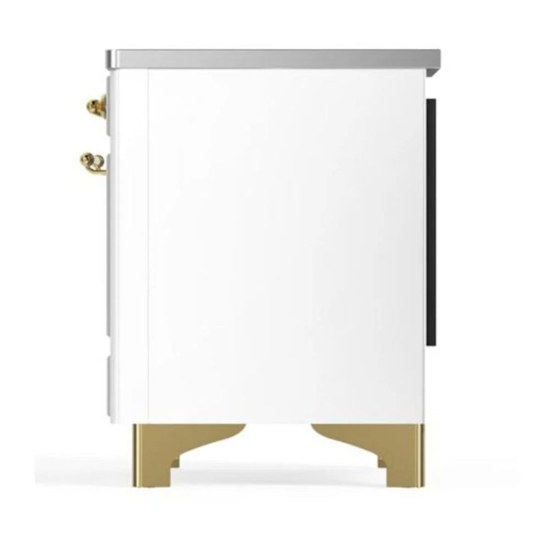 ILVE Majestic II 40" Induction Freestanding Range in White with Brass Trim, UMDI10NS3WHG