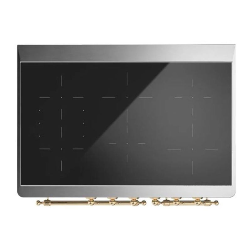 ILVE Majestic II 40" Induction Freestanding Range in White with Brass Trim, UMDI10NS3WHG