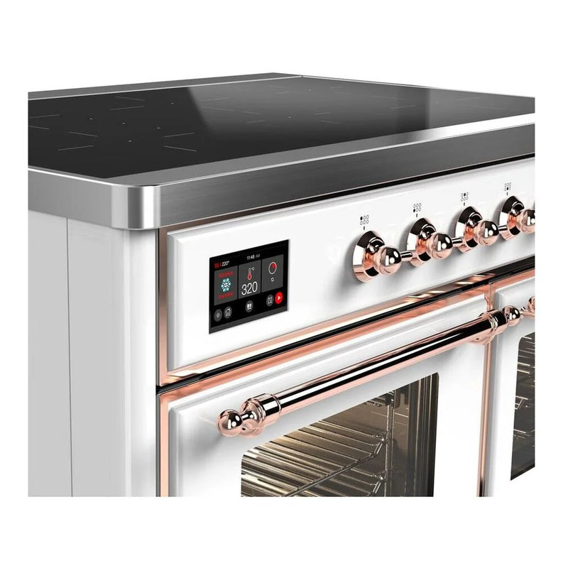 ILVE Majestic II 40" Induction Freestanding Range in White with Copper Trim, UMDI10NS3WHP
