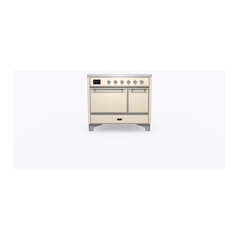 ILVE Majestic II 40" Induction Freestanding Range in Antique White with Chrome Trim, UMDI10QNS3AWC