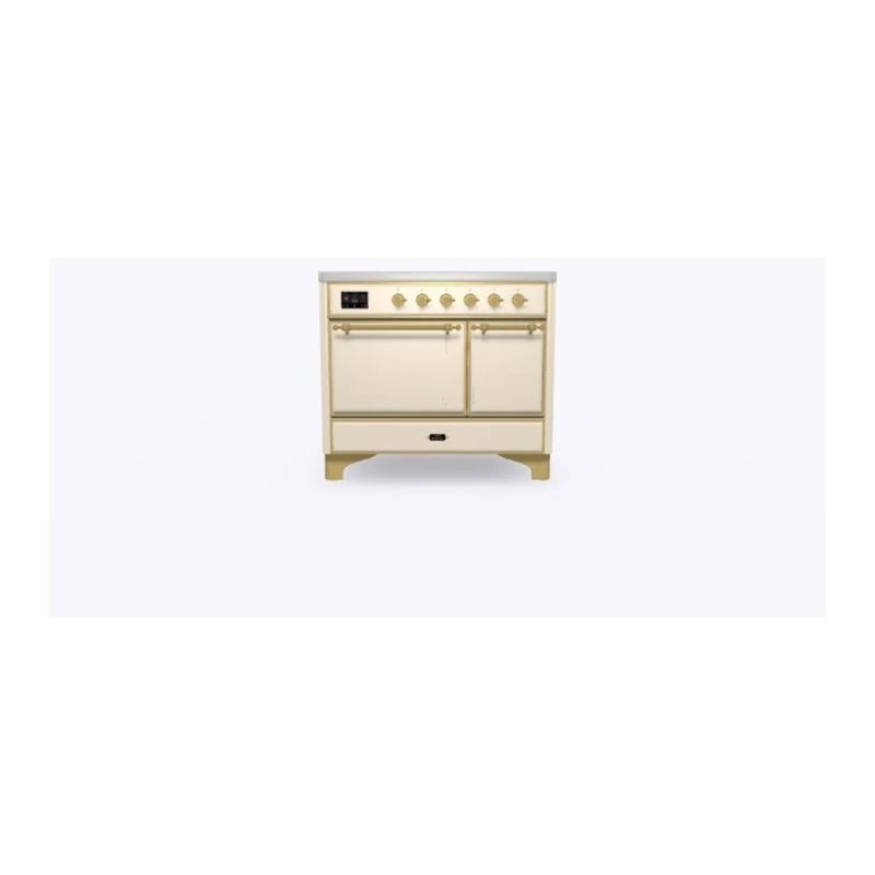 ILVE Majestic II 40" Induction Freestanding Range in Antique White with Brass Trim, UMDI10QNS3AWG