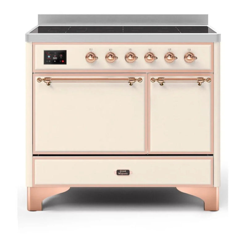 ILVE Majestic II 40" Induction Freestanding Range in Antique White with Copper Trim, UMDI10QNS3AWP