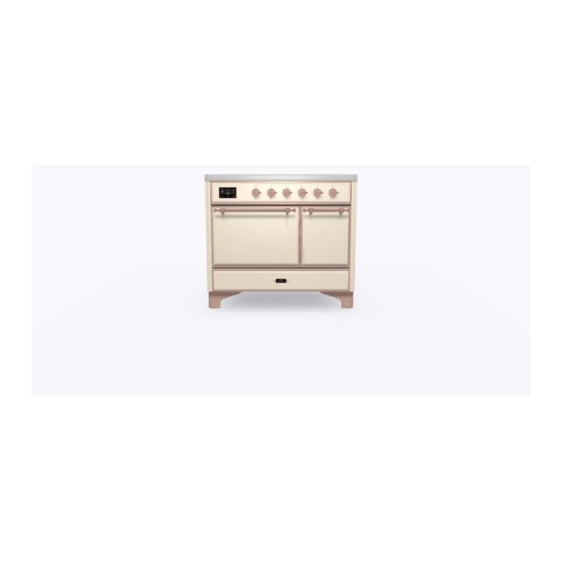 ILVE Majestic II 40" Induction Freestanding Range in Antique White with Copper Trim, UMDI10QNS3AWP