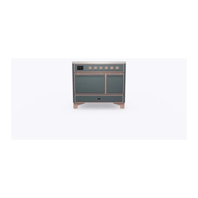 ILVE Majestic II 40" Induction Freestanding Range in Blue Grey with Copper Trim, UMDI10QNS3BGP