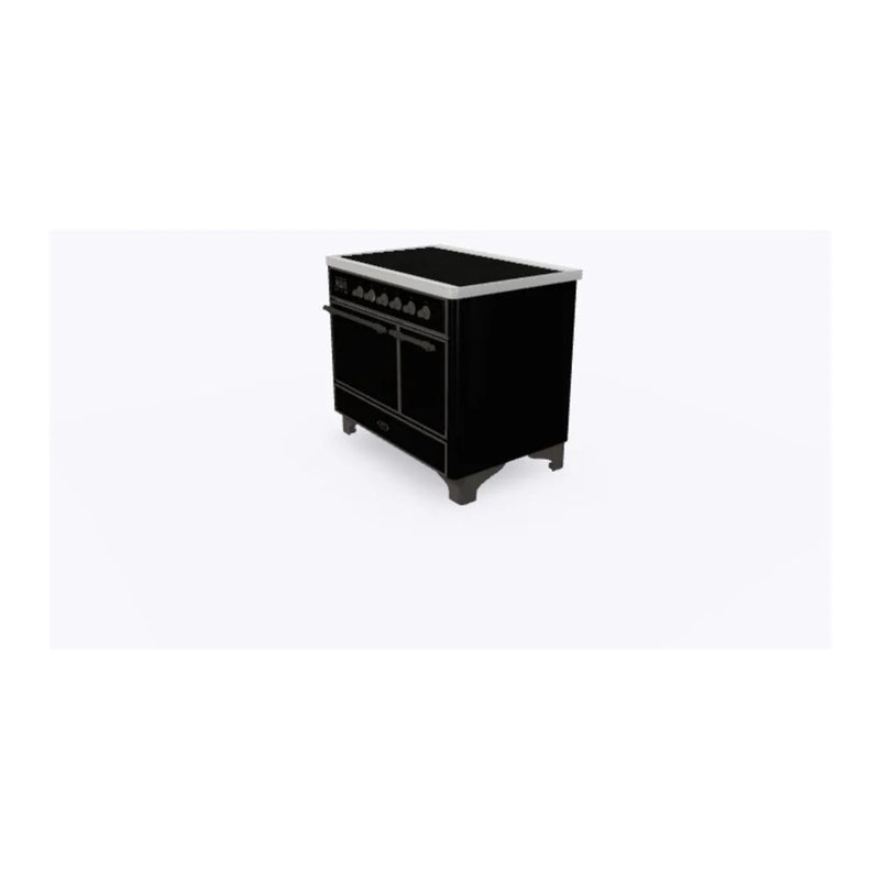 ILVE Majestic II 40" Induction Freestanding Range in Glossy Black with Burnished Trim, UMDI10QNS3BKB
