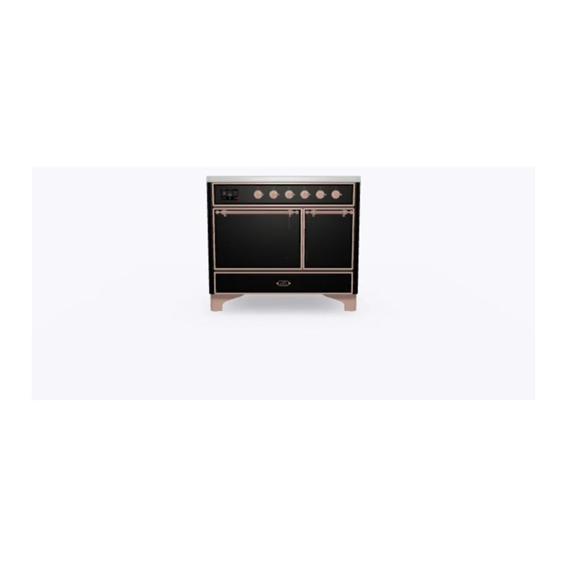 ILVE Majestic II 40" Induction Freestanding Range in Glossy Black with Copper Trim, UMDI10QNS3BKP