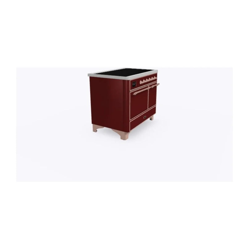ILVE Majestic II 40" Induction Freestanding Range in Burgundy with Copper Trim, UMDI10QNS3BUP