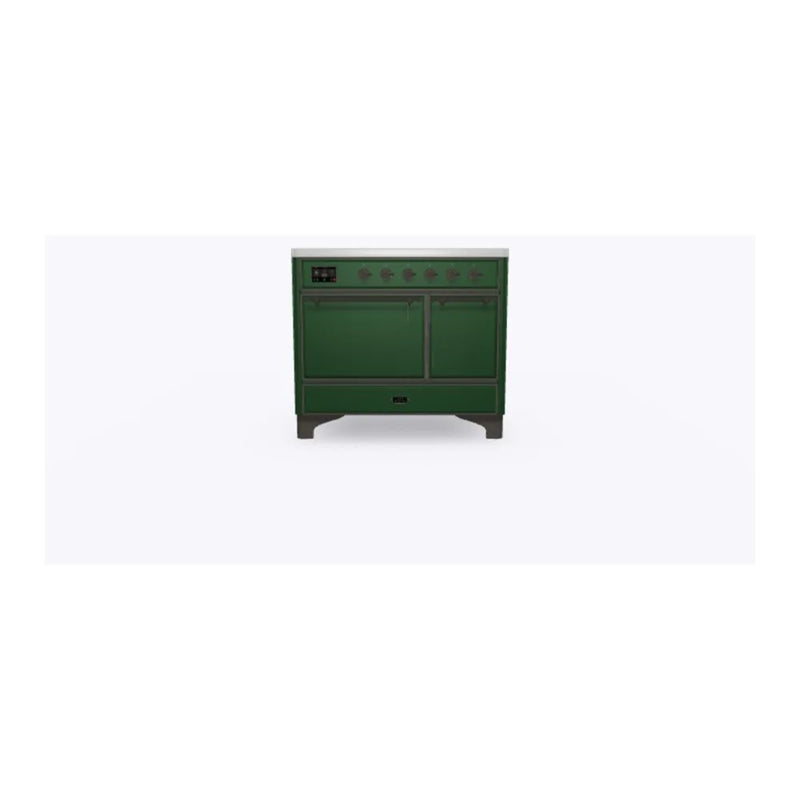 ILVE Majestic II 40" Induction Freestanding Range in Emerald Green with Burnished Trim, UMDI10QNS3EGB