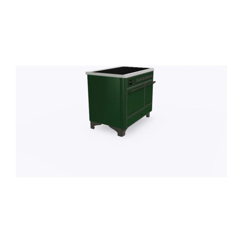 ILVE Majestic II 40" Induction Freestanding Range in Emerald Green with Burnished Trim, UMDI10QNS3EGB