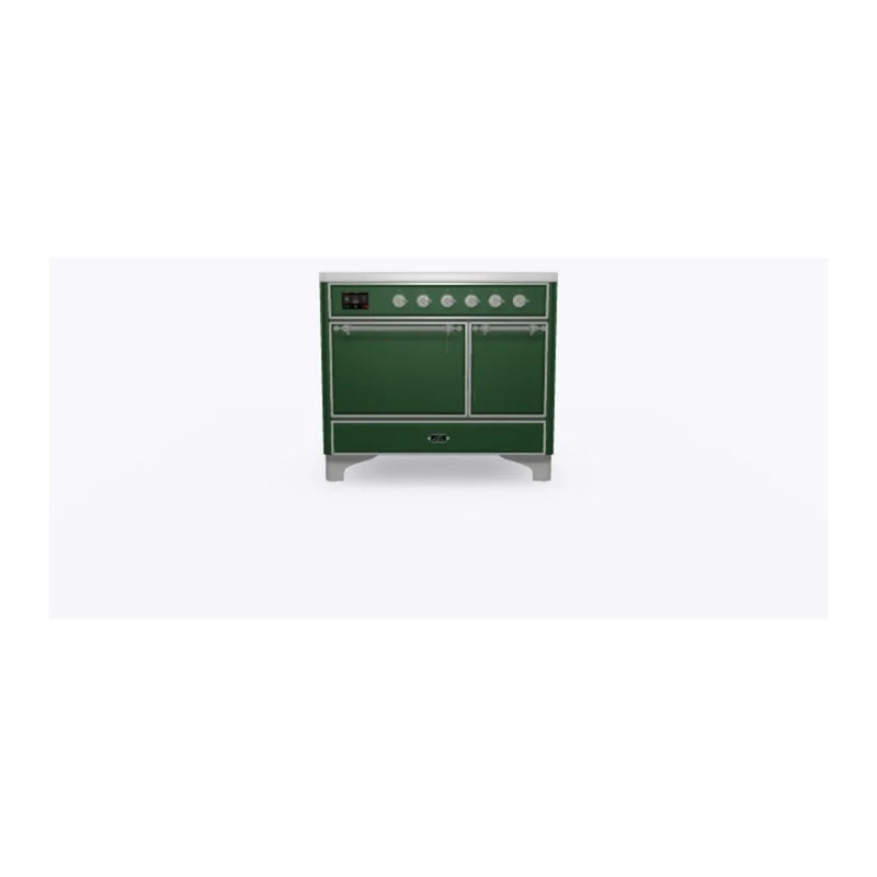 ILVE Majestic II 40" Induction Freestanding Range in Emerald Green with Chrome Trim, UMDI10QNS3EGC