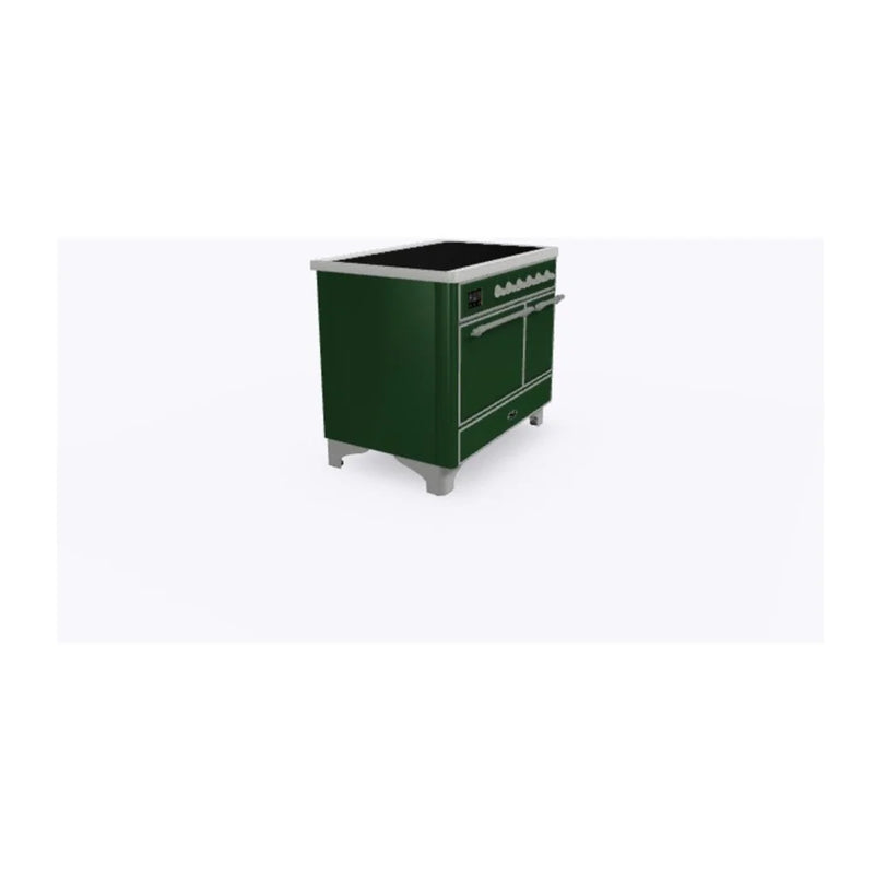ILVE Majestic II 40" Induction Freestanding Range in Emerald Green with Chrome Trim, UMDI10QNS3EGC