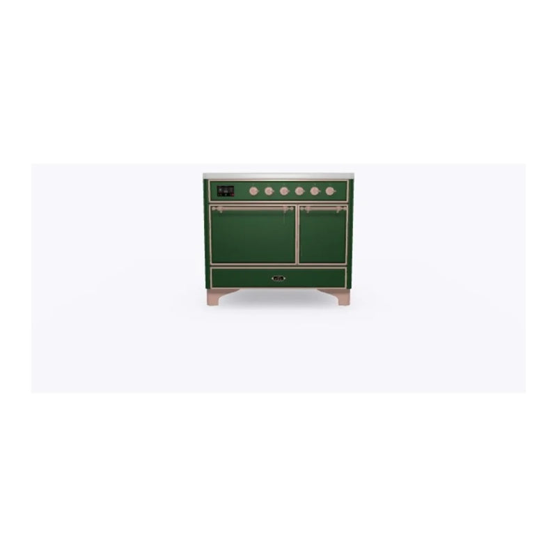 ILVE Majestic II 40" Induction Freestanding Range in Emerald Green with Copper Trim, UMDI10QNS3EGP