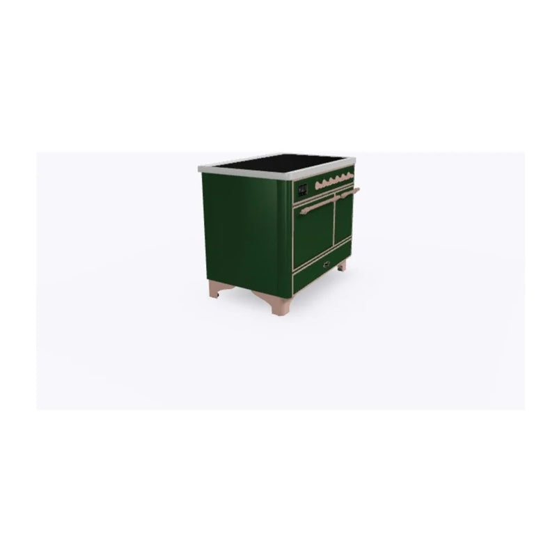 ILVE Majestic II 40" Induction Freestanding Range in Emerald Green with Copper Trim, UMDI10QNS3EGP