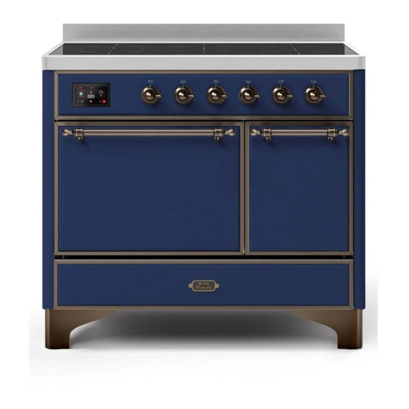 ILVE Majestic II 40" Induction Freestanding Range in Midnight Blue with Burnished Trim, UMDI10QNS3MBB