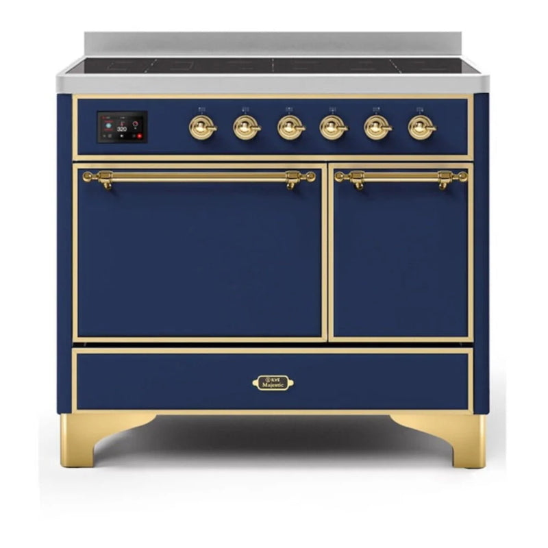 ILVE Majestic II 40" Induction Freestanding Range in Midnight Blue with Brass Trim, UMDI10QNS3MBG