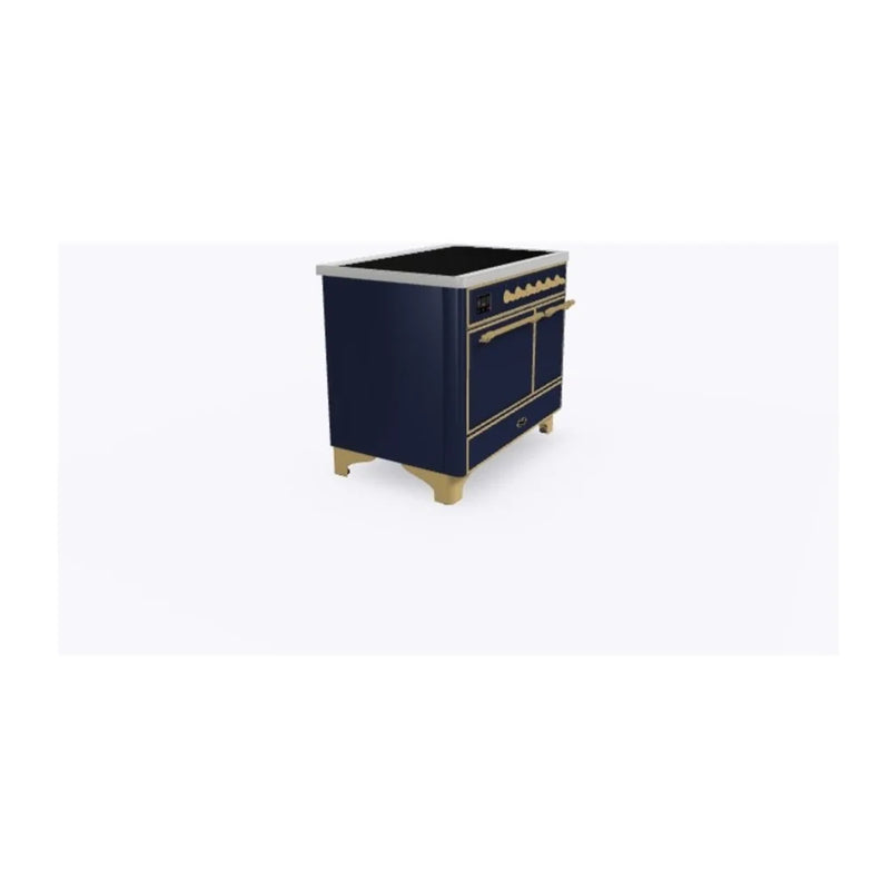 ILVE Majestic II 40" Induction Freestanding Range in Midnight Blue with Brass Trim, UMDI10QNS3MBG