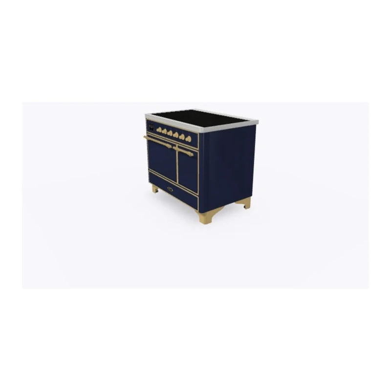 ILVE Majestic II 40" Induction Freestanding Range in Midnight Blue with Brass Trim, UMDI10QNS3MBG