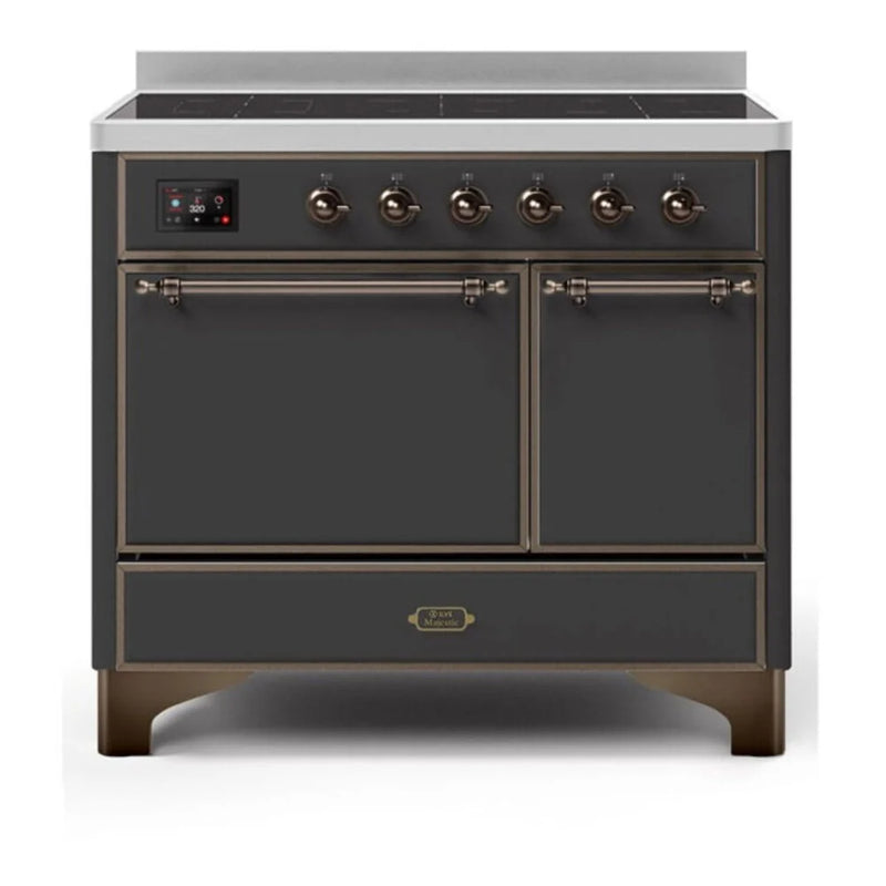 ILVE Majestic II 40" Induction Freestanding Range in Graphite Matte with Burnished Trim, UMDI10QNS3MGB