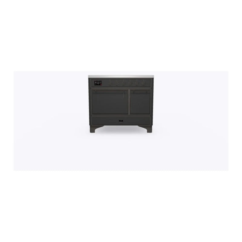 ILVE Majestic II 40" Induction Freestanding Range in Graphite Matte with Burnished Trim, UMDI10QNS3MGB