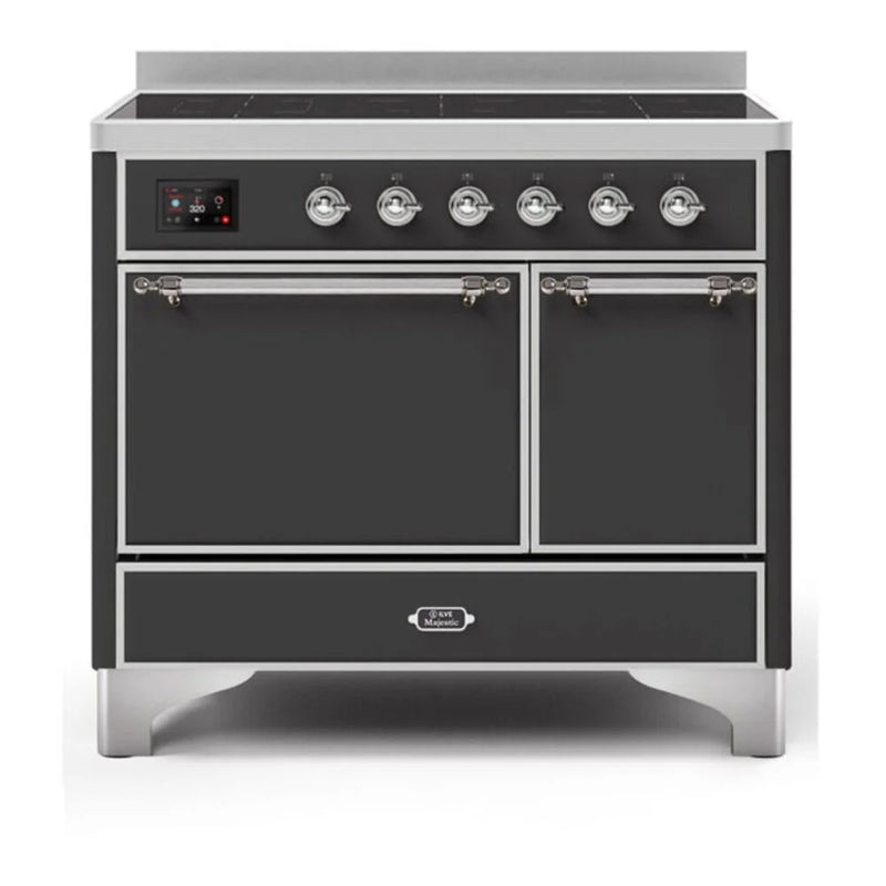 ILVE Majestic II 40" Induction Freestanding Range in Graphite Matte with Chrome Trim, UMDI10QNS3MGC