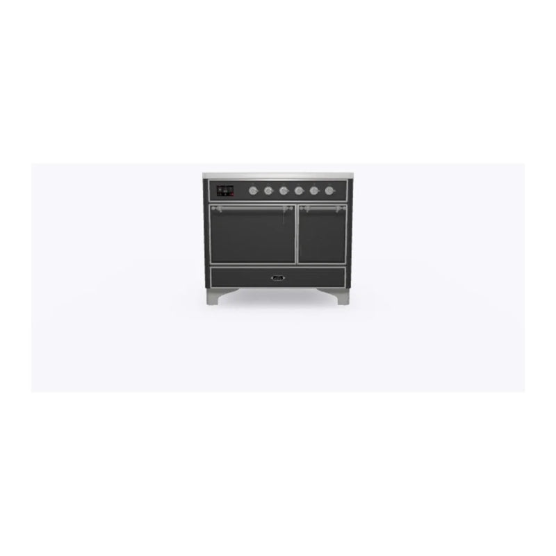 ILVE Majestic II 40" Induction Freestanding Range in Graphite Matte with Chrome Trim, UMDI10QNS3MGC