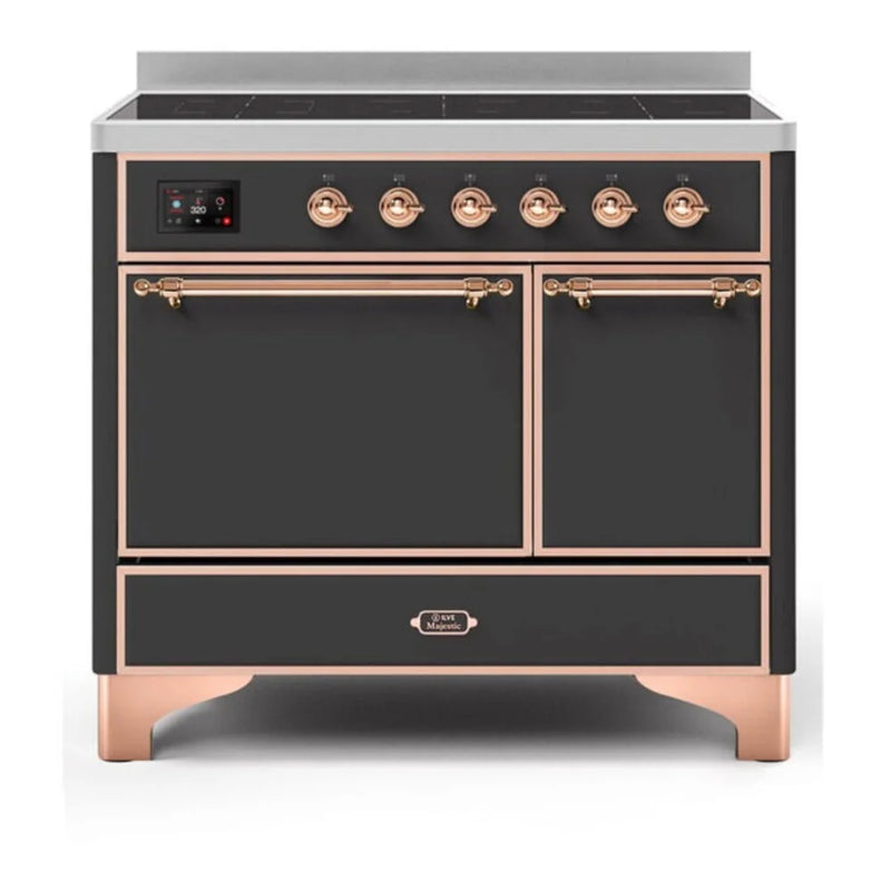 ILVE Majestic II 40" Induction Freestanding Range in Graphite Matte with Copper Trim, UMDI10QNS3MGP