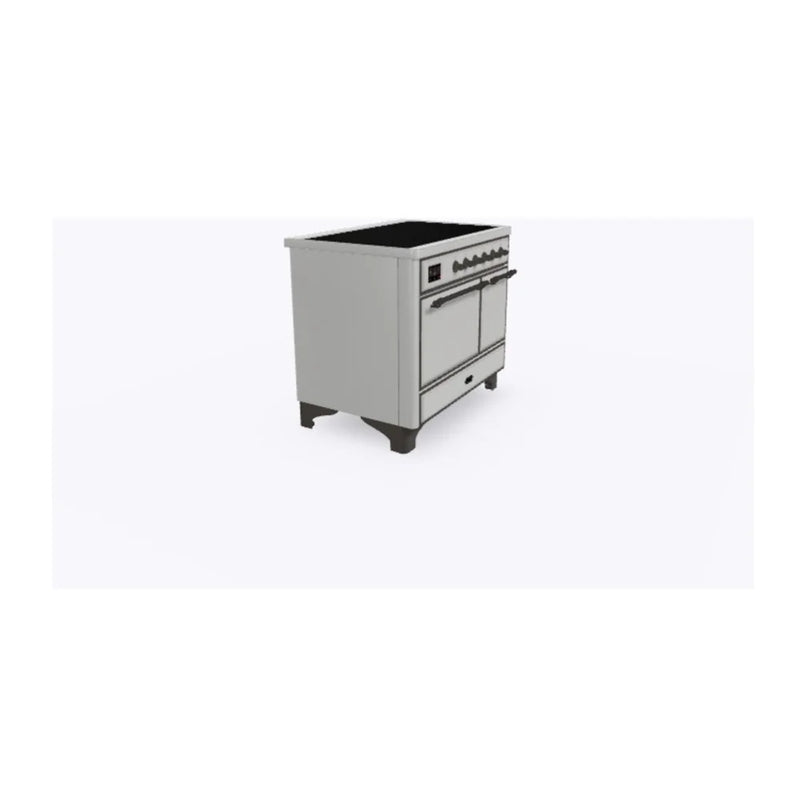 ILVE Majestic II 40" Induction Freestanding Range in Stainless Steel with Burnished Trim, UMDI10QNS3SSB