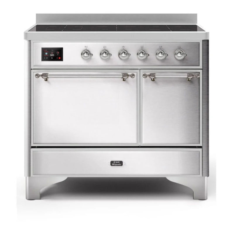 ILVE Majestic II 40" Induction Freestanding Range in Stainless Steel with Chrome Trim, UMDI10QNS3SSC