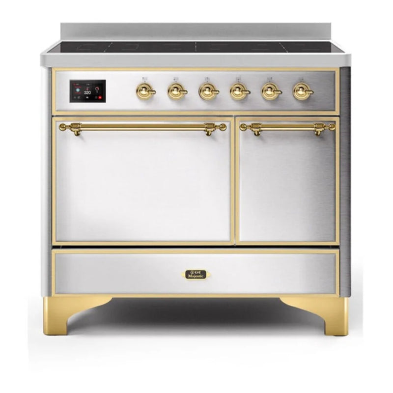 ILVE Majestic II 40" Induction Freestanding Range in Stainless Steel with Brass Trim, UMDI10QNS3SSG