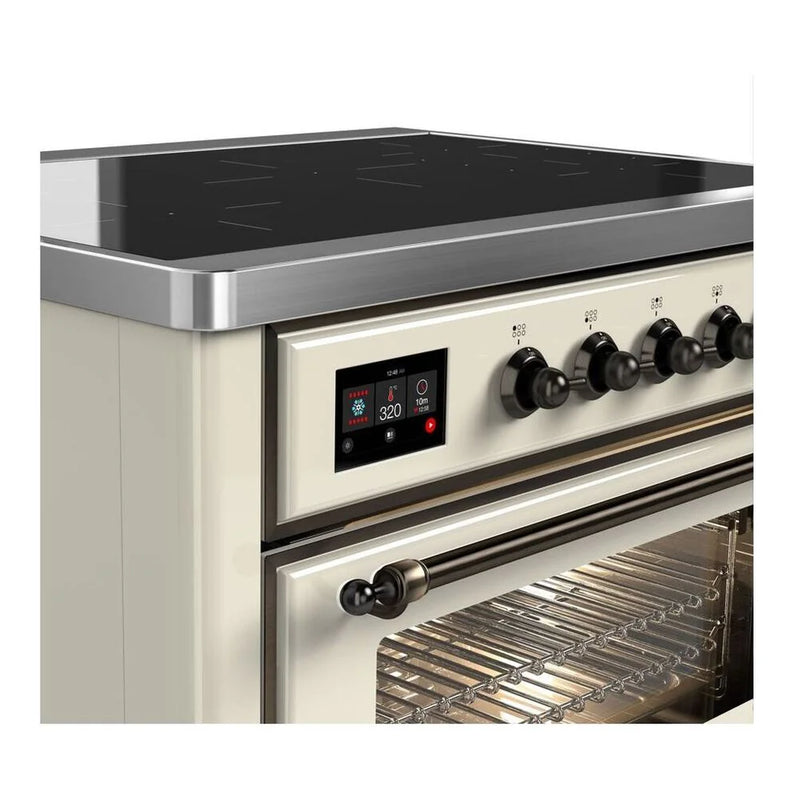 ILVE Majestic II 36" Induction Freestanding Range in Antique White with Burnished Trim, UMI09NS3AWB