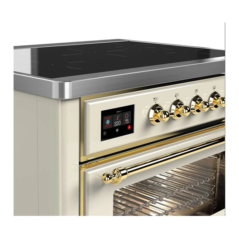 ILVE Majestic II 36" Induction Freestanding Range in Antique White with Brass Trim, UMI09NS3AWG