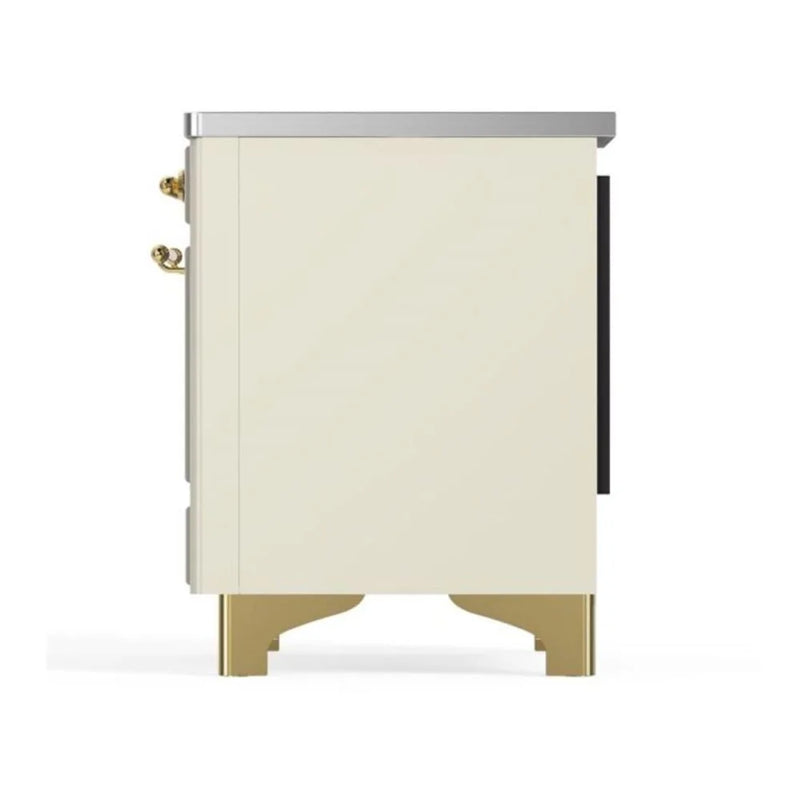 ILVE Majestic II 36" Induction Freestanding Range in Antique White with Brass Trim, UMI09NS3AWG