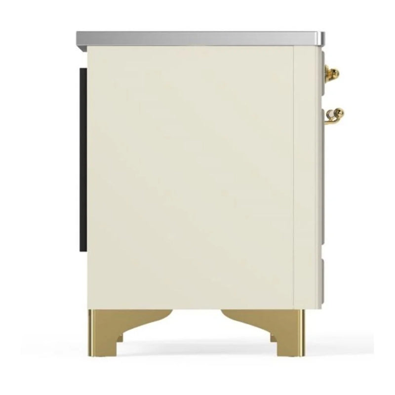 ILVE Majestic II 36" Induction Freestanding Range in Antique White with Brass Trim, UMI09NS3AWG