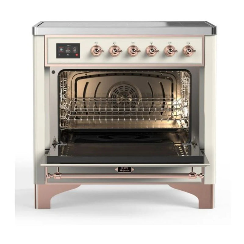 ILVE Majestic II 36" Induction Freestanding Range in Antique White with Copper Trim, UMI09NS3AWP