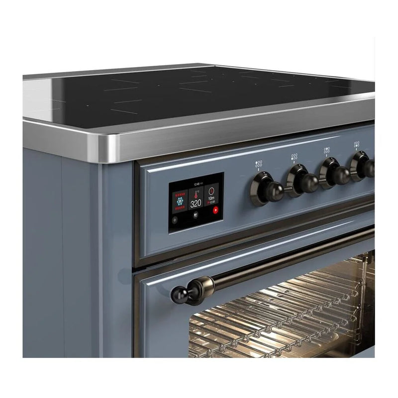 ILVE Majestic II 36" Induction Freestanding Range in Blue Grey with Burnished Trim, UMI09NS3BGB