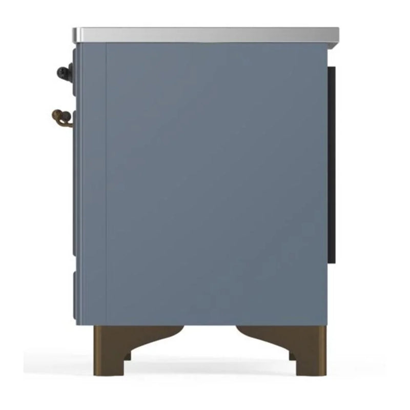 ILVE Majestic II 36" Induction Freestanding Range in Blue Grey with Burnished Trim, UMI09NS3BGB