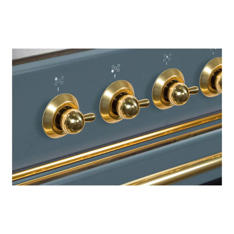 ILVE Majestic II 36" Induction Freestanding Range in Blue Grey with Brass Trim, UMI09NS3BGG