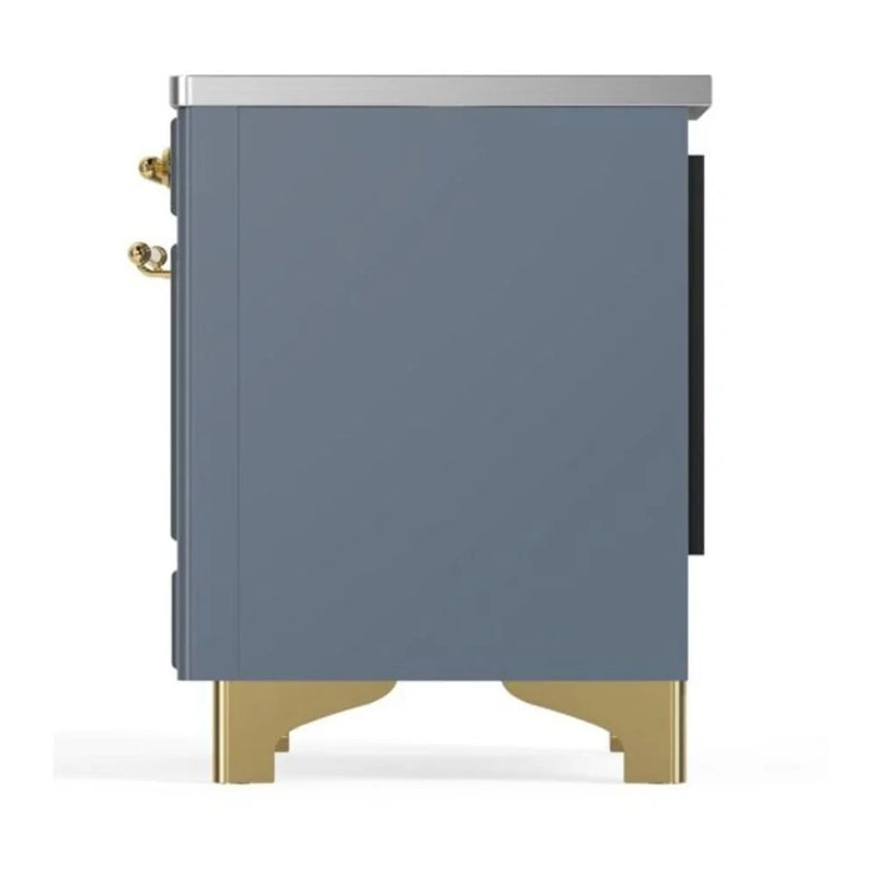 ILVE Majestic II 36" Induction Freestanding Range in Blue Grey with Brass Trim, UMI09NS3BGG