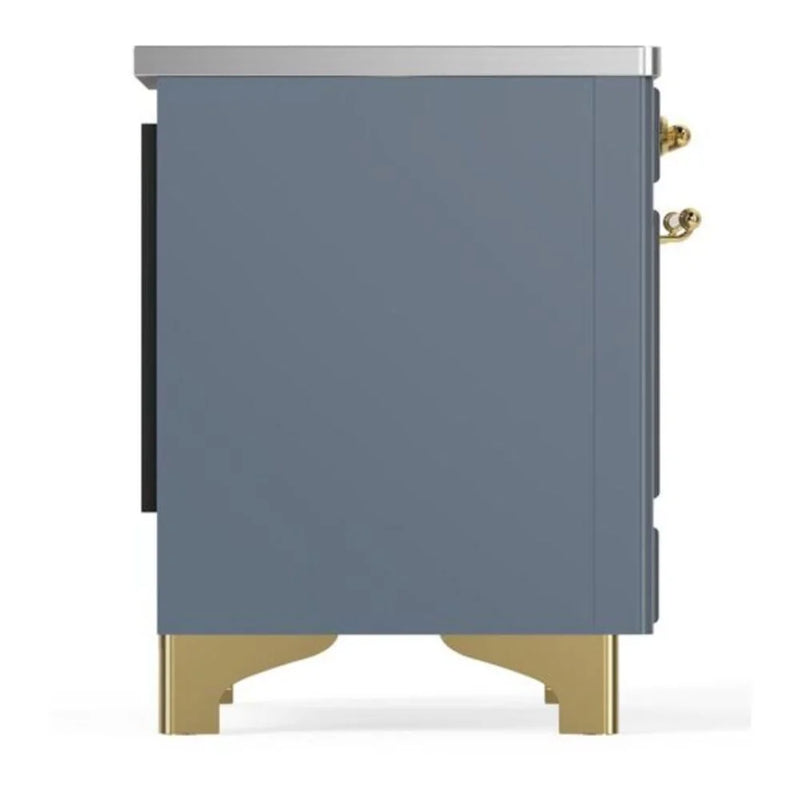ILVE Majestic II 36" Induction Freestanding Range in Blue Grey with Brass Trim, UMI09NS3BGG